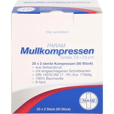 Abbildung von Mullkompressen 7,5x7,5 cm steril 8fach 25X2 St