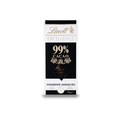 Abbildung von Lindt EXCELLENCE 99 % Kakao Edelbitter Schokolade 50 g Tafel Extra kräftige Bitter Intensiver Geschmack Dunkle Vegane Schokoladengeschenk