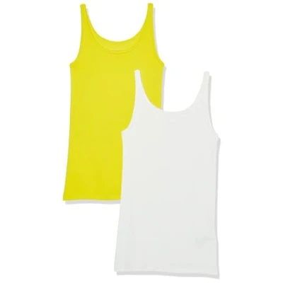 Abbildung von Amazon Essentials Damen Schmal geschnittenes Tanktop mit dünnem Trägern, 2er Pack, Lindgrün/Weiß, XS