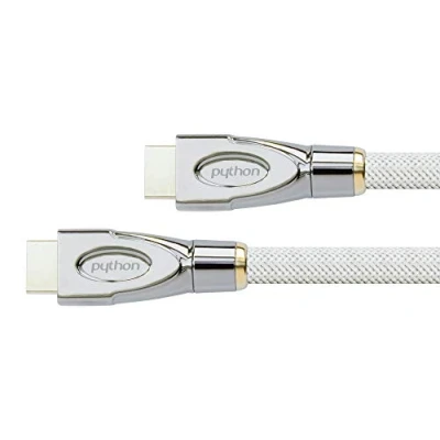 Abbildung von PYTHON Series PREMIUM High Speed HDMI Anschlusskabel mit Ethernet 4K2K / UHD Ultra HD @ 60 Hz 2.0 KUPFERLEITER, 3D, 3 fach geschirmt, Nylongeflecht WEISS 2 m