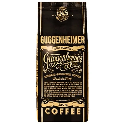 Abbildung von GUGGENHEIMER COFFEE Kaffee gemahlen 20x250g Extra langsam geröstet wenig Säure und Bitterstoffe Barista Qualität Bester Espresso für Espressokocher Aromabeutel zu 20 x 250g…