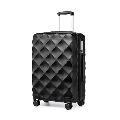 Abbildung von British traveller Robustes ABS und PC Hartschalengepäck mit 4 Spinnrollen, TSA Schloss, YKK Reißverschluss, Schwarz, M(Medium 24inch),