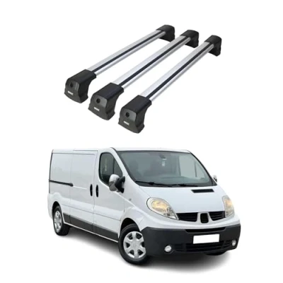 Abbildung von OMAC Dachträger Gepäckträger kompatibel mit Renault Trafic II 2001 2014 Aluminium Silber 2tlg