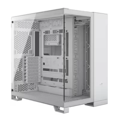 Abbildung von CORSAIR 6500X Mid Tower ATX Doppelkammer PC Gehäuse Gehärtetes Panoramaglas Umgekehrte Verbindung Motherboard Kompatibel Keine Ventilatoren Inbegriffen Weiß