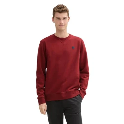 Abbildung von TOM Tailor MIT LOGO Badge Sweatshirt, Herren, Größe: Medium, Burgundy dark red