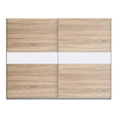 Abbildung von FORTE WINNER PLUS Schrank 270, Kleiderschrank, Schwebetürenschrank groß Skandinavisch Schlafzimmer 2 türig, Holzdekor: Sonoma Eiche / Weiß, 270 cm breit x 210 hoch 61 tief