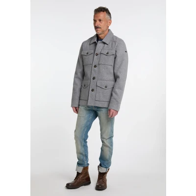 Abbildung von Dreimaster Übergangsjacke aus Wollgemisch Herren Grau Melange