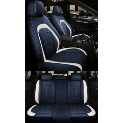 Abbildung von nenyan Autositzbezüge Komplett Set Universal in Premium Design Schonbezüge für die Vordersitze &amp; Rückbank Auto Sitzbezüge Airbag Geeignet Wasserdicht Sitzbezug Blau Standard