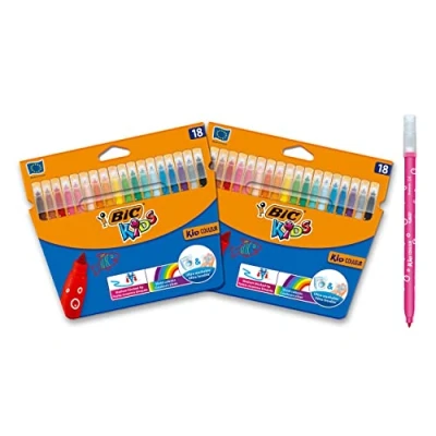Abbildung von BIC Kids Kid Farbstifte mit mittlerer Spitze 2 Packungen je 18 Stück