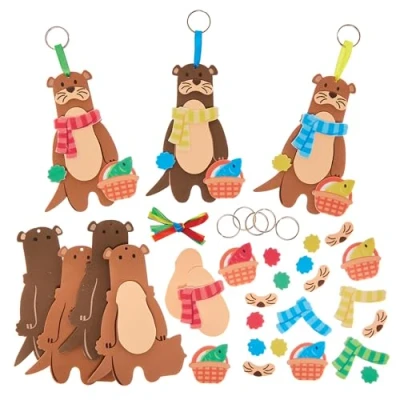 Abbildung von Baker Ross FX608 Otter Mix&amp;Match Schlüsselring Sets Packung mit 8, Herbstdekorationen für Kinder