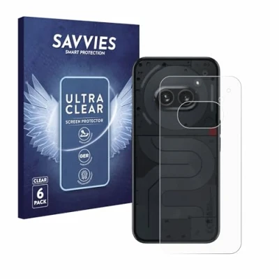 Abbildung von Savvies 6 Stück Schutzfolie für Nothing Phone (2a) (Rückseite) Displayschutz Folie Ultra Transparent