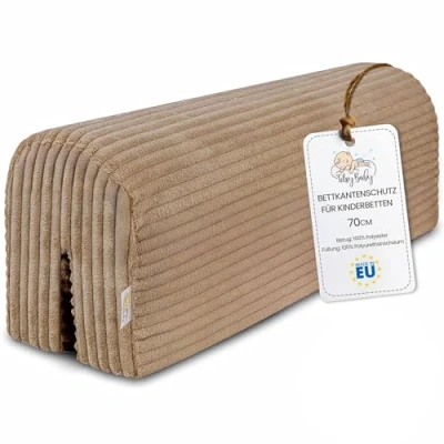 Abbildung von Bettkantenschutz für Kinderbetten 70 cm Schutz Bettrahmen Baby Bett rausfallschutz boxspringbett bettgitter mit Bezug Kantenschutz Kinder Babybett Braun