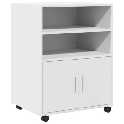 Abbildung von vidaXL Rollschrank, Büroschrank mit Stauraum, Aktenschrank für Wohnzimmer Büro, Bürocontainer Schrank Rollcontainer, Weiß Holzwerkstoff
