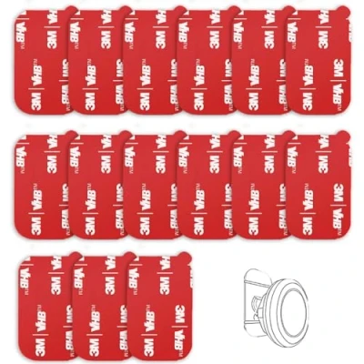 Abbildung von 15 Packung Rechteck 3M klebriger klebender Ersatz Kit, für magnetische Auto Armaturenbrett Telefon Mount Basisaufkleber Teile Doppelseitige VHB Band Klebepads (Rot)