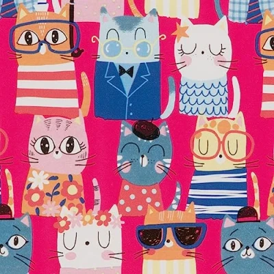 Abbildung von Star Geschenkpapier, Geschenkpapier Katzen feiern Strandparty 70cm x 2m Rolle bunt / pink