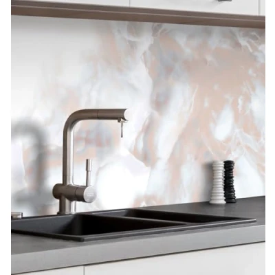 Abbildung von MyMaxxi Küchenrückwand Folie selbstklebend matt Versteift einfache Montage ohne Bohren Motiv Marmor Bronze 60cm hoch Spritzschutz Küche Klebefolie Steine Mauer 220 x