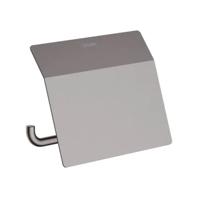 Abbildung von hansgrohe Toilettenpapierhalter AddStoris, Papierrollenhalter mit Abdeckung, Brushed Black Chrome, 1 Rolle