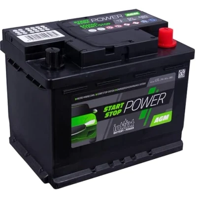 Abbildung von intAct Start Stop Power AGM60SS, wartungsfreie AGM Stopp Batterie, Autobatterie 12V 60Ah 680 A (EN), Schaltung 0 (Pluspol rechts), Maße (LxBxH): 242x175x190mm