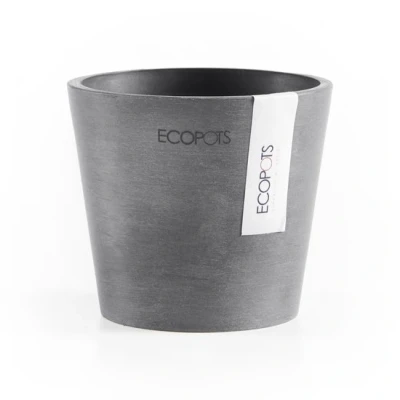 Abbildung von Ecopots Amsterdam mini rund 10,5 cm grau Übertopf/Blumentopf