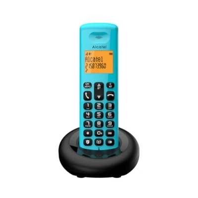 Abbildung von Alcatel E160 Blau Schnurloses DECT Telefon mit Blockierung unerwünschter Anrufe, großes orangefarbenes hintergrundbeleuchtetes Display, leicht zu lesen, Klassische und polyphonische Klingeltöne