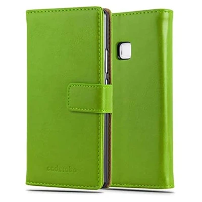 Abbildung von Cadorabo Hülle kompatibel mit Huawei P9 LITE 2016 / G9 aus Kunst Leder Flip Klappbare Magnetische [Standfunktion] [Kartenfächern] Cover für Tasche in Grün