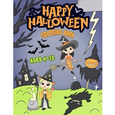 Abbildung von Happy Halloween Coloring Book for Kids.: 45 Cute and Spooky Designs Children Ages 4 12.