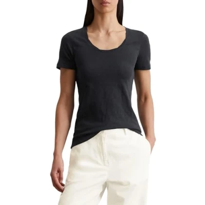 Abbildung von Marc O&#039;Polo Deep Round NECK Twisted Tshirt basic, Damen, Größe: Small, night blue