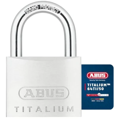 Abbildung von ABUS 64TI/50, Herkömmliches Vorhängeschloss, Tastensperre, Unterschiedliche Schließung, Silber, Aluminium, Gehärteter Stahl