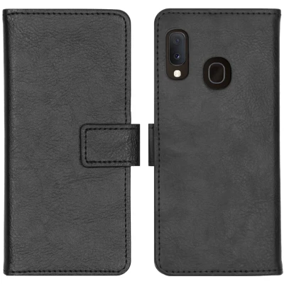 Abbildung von Samsung Galaxy A20e Hülle Kunstleder iMoshion Klapphülle Handyhülle Schwarz Natur Design