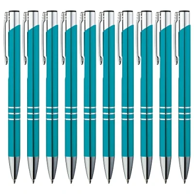 Abbildung von GIMEI® Metall Kugelschreiber 50 Stück Premium Set Hochwertig, Kulli für einfaches &amp; weiches Schreiben Blauschreibender Türkis als optischer Hingucker