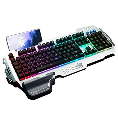 Abbildung von RedThunder K900 Halbmechanisch Gaming Tastatur [Version 2024], QWERTZ DEUTSCH Layout, RGB Beleuchtete Tastatur, Ganzmetallpaneel, 26 Tasten Anti Ghosting, Für PC/Laptop/Xbox One Gamer