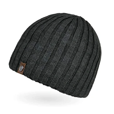 Abbildung von Neverless® Beanie Herren Strick Mütze Winter Rippstrick Optik dunkelgrau