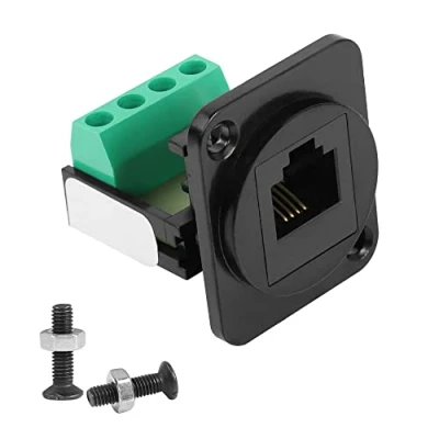 Abbildung von QIANRENON RJ11 Panel Mount Telefonkabel Steckdosen Adapter Cat3 6P4C Buchse auf Schraubanschluss Telefon Coupler Modul, Lötfrei Telefonbuchse