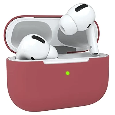 Abbildung von EAZY Case Schutzhülle für AirPods Pro Hülle Bordeaux Silikon Stoßfest mit Deckel Schutz Antikratz Etui Cover rutschfeste Silikonhülle Airpod 1. Generation Silikoncase in Rot