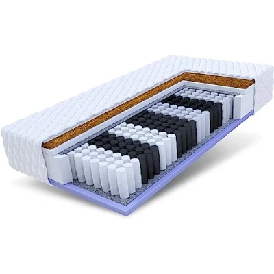 Abbildung von FDM Voyager Matratze 180x200 cm Taschenfederkern Höhe 24 Härtegrad H3 H4 7 Liegezonen Öko Tex Allergikergeeignet Jersey Bezug Waschbar Kokosfaser Einlage