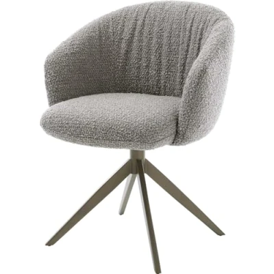 Abbildung von Drehstuhl Caja Flex mit Armlehnen Bouclé Silbergrau Kreuzgestell breit Effektfinish Titan 360 drehbar Wippfunktion Taschenfederkern