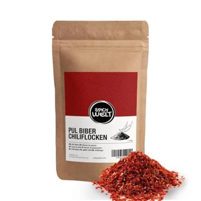 Abbildung von Spicy Welt Pul Biber Chiliflocken Scharf (500g) Scharfe in Premium Qualität für Döner, Kebap &amp; Würzige Gerichte Intensiver Geschmack 100% Naturrein, Ohne Zusätze