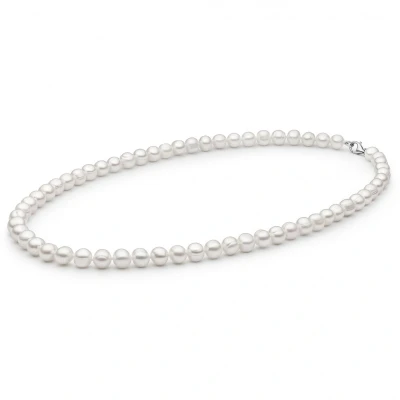 Abbildung von Gaura Pearls Perlenkette Herren weiß rund 8 8.5 mm, 50 cm, 925 Silber, Süßwasserzuchtperlen, 925er rhodiniertes Silber