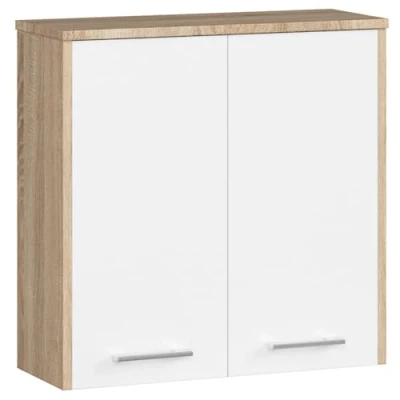 Abbildung von AKORD Hängender Badezimmerschrank FIN W60 2D 2 türig, B60 x H60 T22,5 cm, Gewicht 18 kg Sonoma EicheWeiß