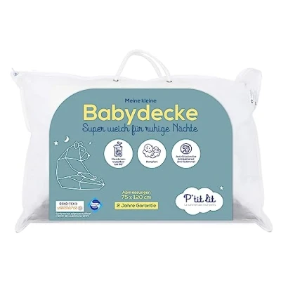 Abbildung von P&#039;tit Lit Baby Steppdecke Kinder 75 x 120 cm Anti Milben Decke ideal für Bett 60 100 % Mikrofaser Oeko Tex®
