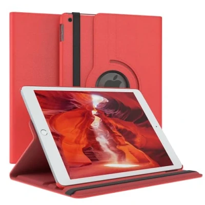 Abbildung von EAZY Case Tablet Hülle für iPad 7 8 9 (2019,2020,2021) Schutzhülle 10.2 Zoll Smart Cover Rotationcase zum Aufstellen Klapphülle 360 drehbar mit Standfunktion Tasche Kunstleder Rot