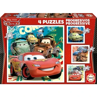 Abbildung von Educa Puzzle 14942, Cars, 4in1 Kinderpuzzle mit 12, 16, 20 und 25 Teilen, Puzzleteile