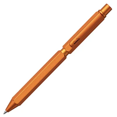 Abbildung von Rhodia 9340C 3 in 1 ScRipt Multipen 2 Kugelschreiber 0,5 mm schwarz &amp; rot + Druckbleistift Graphitmine Schaft aus gebürstetem Aluminium Orange nachfüllbar Radierer unter dem Drucker