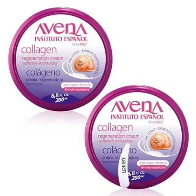 Abbildung von Instituto Español Regenerierende Kollagencreme mit Schneckenschleim, feuchtigkeitsspendende Körpercreme für Damen, Herren, nährende Behandlung und Elastizität trockene, rissige Haut, Set 400 ml
