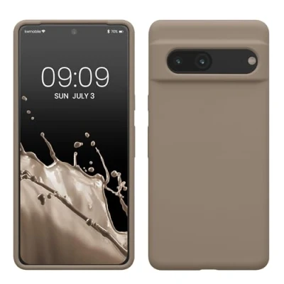Abbildung von kwmobile Hülle kompatibel mit Google Pixel 7 Silikon Handy Case Handyhülle weiche Oberfläche kabelloses Laden Taupe