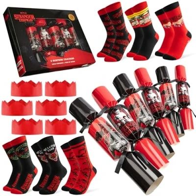Abbildung von Stranger Things Christmas Crackers, 6er Pack Weihnachts Knallbonbons mit Überraschung Kleine Geschenke Weihnachten