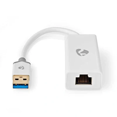Abbildung von NEDIS USB A Adapter 3.2 Gen 1 Stecker RJ45 Buchse Gbps 0.20 m Rund Vergoldet PVC Weiss Box