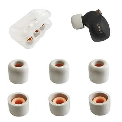 Abbildung von Schaumstoff Ohrstöpsel für Sony WF 1000XM4/WF 1000XM5, Ersatz LinkBuds S C500 1000XM3, Gehäuse, 3 Paar, klein, grau
