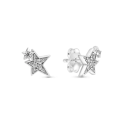 Abbildung von Pandora Sparkling Asymmetric Stars Ohrringe, Damen, Größe: One Size, Sterling silver