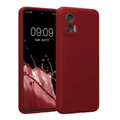 Abbildung von kwmobile Handyhülle kompatibel mit Motorola Edge 30 Neo Hülle gummierte Handy Case aus Silikon in Rhabarber Rot